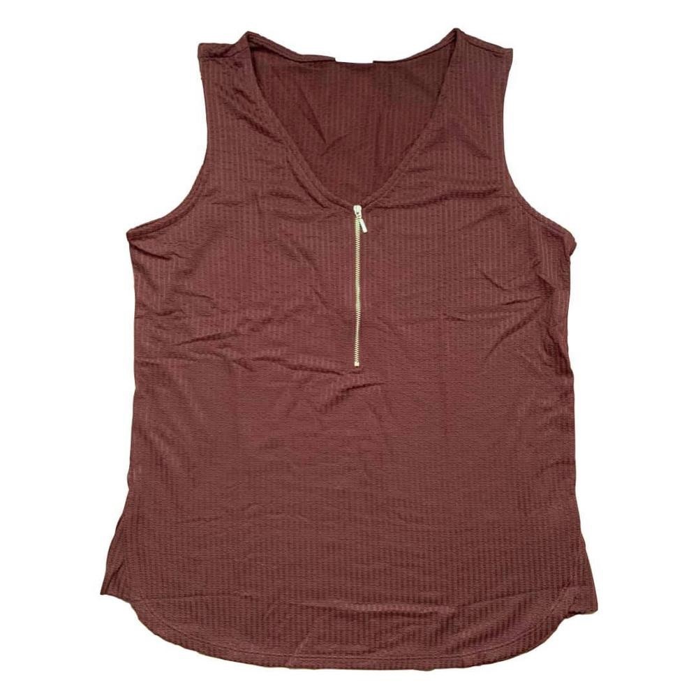 Rachael V-Neck Zipper Sleeveless Shirt NWT